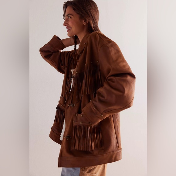 New Free People We The Free Knox Vegan Fringe Jacket Size L - Picture 4 of 8